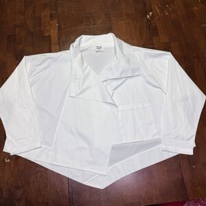 PLANET by LAUREN G White Draped Collar Open Front Cropped Jacket Womens USA